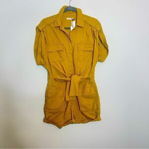 NWT Unsubscribed Desert Mustard Short Sleeved Romper Utility Style Tan Size 2